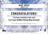 2018 Mike Trout Topps WALMART HOLIDAY MEGA RELIC GAME-USED MEMORABILIA BAT #R-MTR Anaheim Angels