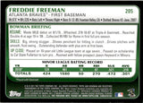 2011 Freddie Freeman Bowman INTERNATIONAL ROOKIE RC #205 Atlanta Braves