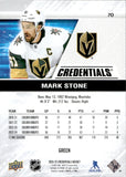 2024-25 Mark Stone Upper Deck Credentials GREEN 9/25 #70 Vegas Golden Knights