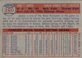 1957 Johnny Groth Topps #360 Kansas City Athletics BV$8