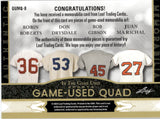 2024 Robin Roberts Don Drysdale Bob Gibson Juan Marichal Leaf In The Game Used GAME-USED QUAD MEMORABILIA 1/3 JERSEY #GUMQ-8 Phillies Dodgers Cardinals Giants