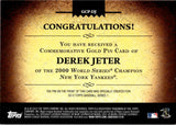 2012 Derek Jeter Topps SERIES 1 COMMEMORATIVE GOLD PIN 209/736 #GCP-DJ New York Yankees
