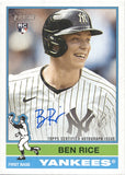 2025 Ben Rice Topps Heritage REAL ONE ROOKIE AUTOGRAPH RC AUTO #ROA-BRI New York Yankees