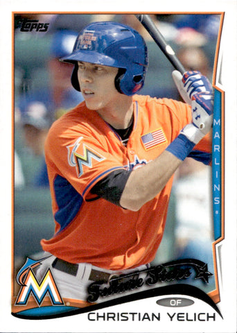 2014 Christian Yelich Topps FUTURE STARS SP PHOTO VARIATION #358 Miami Marlins