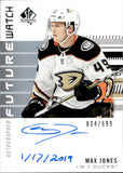 2019-20 Max Jones Upper Deck SP Authentic FUTURE WATCH INSCRIPTION AUTOGRAPH ROOKIE 34/999 AUTO RC #185 Anaheim Ducks