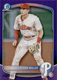 2025 Aidan Miller Bowman CHROME PROSPECTS PURPLE REFRACTOR 96/250 #BCP-54 Philadelphia Phillies