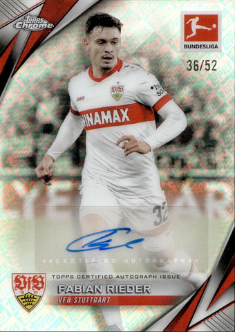 2024-25 Fabian Rieder Topps Chrome Bundesliga TOPPS LOGOFRACTOR AUTOGRAPH VARIATION AUTO 36/52 #BA-FR VFB Stuttgart
