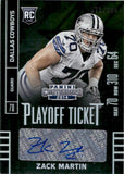 2014 Zack Martin Panini Contenders PLAYOFF TICKET ROOKIE AUTOGRAPH 73/199 RC AUTO #189 Dallas Cowboys