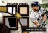 2025 Giancarlo Stanton Topps Museum Collection RED FOIL PRIMARY PIECES QUAD BAT PATCH JERSEY 09/10 RELIC #SPPQ-GST New York Yankees