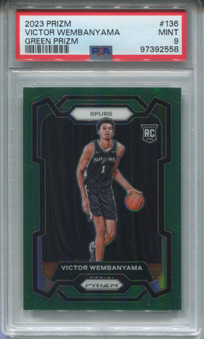 2023-24 Victor Wembanyama Panini Prizm GREEN ROOKIE RC PSA 9 #136 San Antonio Spurs 7190
