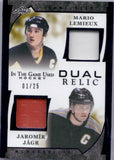 2023 Mario Lemieux Jaromir Jagr Leaf In The Game Used DUAL RELIC 1/25 JERSEY #GDR-9 Pittsburgh Penguins