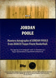 2024-25 Jordan Poole Topps Finest MASTERS GREEN GEOMETRIC REFRACTOR AUTOGRAPH 14/75 AUTO #MA-JP Washington Wizards