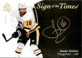 2021-22 Jason Zucker Upper Deck SP Authentic SIGN OF THE TIMES BLACK 20/49 AUTOGRAPH AUTO #SOTT-JZ Pittsburgh Penguins