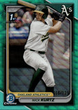 2024 Nick Kurtz Bowman Draft Chrome 1ST BOWMAN AQUA WAVE REFRACTOR ROOKIE 66/125 RC #BDC-56 Oakland A's