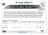 2022 Blaze Jordan Topps Pro Debut AQUA ROOKIE RC 19/75 #PD-115 Boston Red Sox Salem Red Sox