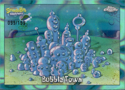 2025 Bubble Town Topps Chrome SpongeBob AQUA LAVA REFRACTOR 99/199 #118