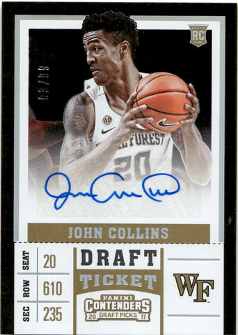 2017 John Collins Panini Contenders Draft Picks DRAFT TICKET AUTO ROOKIE 93/99 AUTOGRAPH RC #76 Wake Forest Demon Deacons Atlanta Hawks