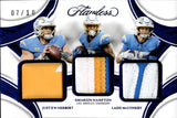 2025 Justin Herbert Omarion Hamption Ladd McConkey Panini Flawless SAPPHIRE BLUE TRIPLE PATCH 07/10 #TP-LAC Los Angeles Chargers
