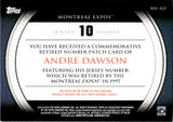 2012 Andre Dawson Topps SERIES ONE COMMEMORATIVE RETIRED NUMBER PATCH #RN-AD Montreal Expos