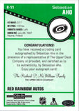 2019-20 Sebastian Aho OPC Platinum RED RAINBOW AUTOS AUTOGRAPH #R-11 Carolina Hurricanes