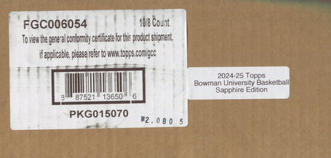 2024-25 Bowman Chrome University Basketball Sapphire Edition, 10 Box Case