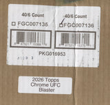 2026 Topps UFC Chrome Blaster, 40 Box Case