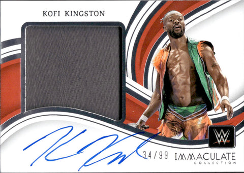 2023 Kofi Kingston Panini Immaculate Collection WWE JUMBO SHIRT AUTO 34/99 AUTOGRAPH RELIC #MA-KKG Monday Night Raw