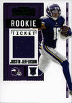 2020 Justin Jefferson Panini Contenders VARIATION GREEN FOIL ROOKIE TICKET JERSEY RELIC RC #RSV-JJE Minnesota Vikings