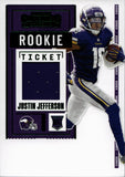 2020 Justin Jefferson Panini Contenders VARIATION GREEN FOIL ROOKIE TICKET JERSEY RELIC RC #RSV-JJE Minnesota Vikings