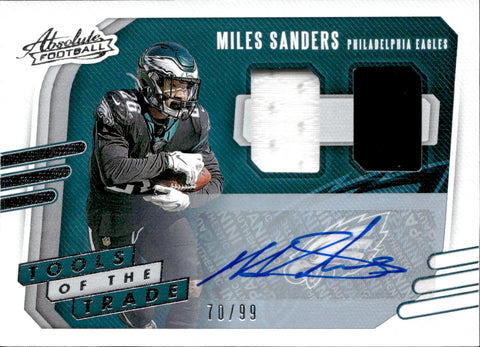 2020 Miles Sanders Panini Absolute TOOLS OF THE TRADE AUTOGRAPH DUAL JERSEY AUTO 70/99 #TTD-13 Philadelphia Eagles
