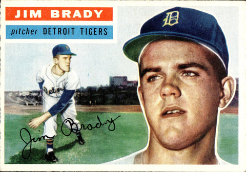 1956 Jim Brady Topps ROOKIE RC #126 Detroit Tigers BV $15