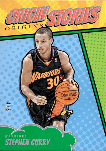 2024-25 Stephen Curry Panini Origins ORIGIN STORIES GREEN SSP 4/5 #4 Golden State Warriors
