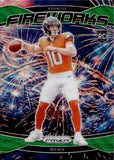 2024 Bo Nix Panini Prizm FIREWORKS GREEN WAVE PRIZM ROOKIE RC #23 Denver Broncos