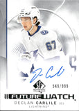 2024-25 Declan Carlile Upper Deck SP Authentic FUTURE WATCH AUTOGRAPH ROOKIE 549/999 AUTO RC #149 Tampa Bay Lightning