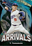 2024 Yoshinobu Yamamoto Topps Finest ARRIVALS DIE-CUT ROOKIE RC #A-20 Los Angeles Dodgers