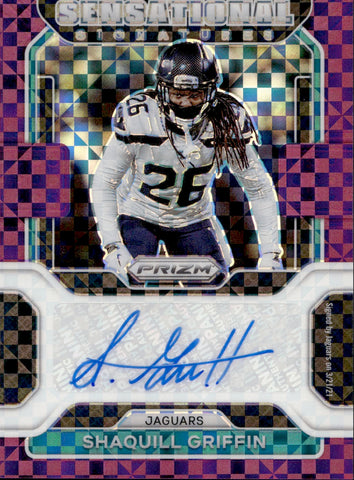 2021 Shaquill Griffin Panini Prizm SENSATIONAL SIGNATURES PURPLE POWER AUTOGRAPH AUTO 09/25 #SS-SG Jacksonville Jaguars
