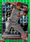 2025 JJ Wetherholt Bowman Chrome PROSPECTS GREEN GEOMETRIC REFRACTOR ROOKIE RC 18/99 #BCP-241 St. Louis Cardinals