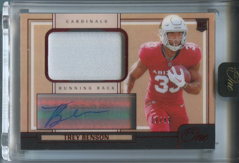 2024 Trey Benson Panini One RED ROOKIE PATCH AUTO 23/49 AUTOGRAPH RELIC #118 Arizona Cardinals