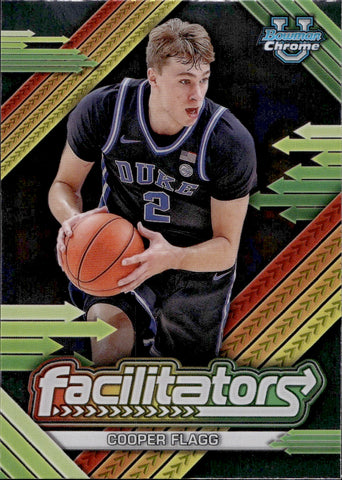 2024-25 Cooper Flagg Bowman University Chrome FACILITATORS ROOKIE RC #F-10 Dallas Mavericks Duke Blue Devils