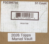 *LAST CASE* 2026 Topps Marvel Vault Hobby, 5 Box Case