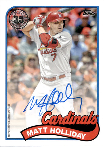 2024 Matt Holliday Topps 1989 DESIGN AUTO AUTOGRAPH #89BA-MH St. Louis Cardinals