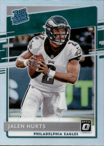 2020 Jalen Hurts Panini Donruss Optic RATED ROOKIE HOLO PRIZM RC #164 Philadelphia Eagles