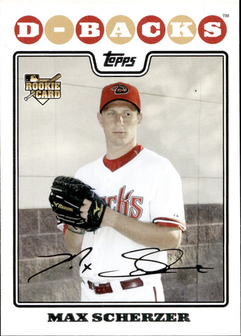 2008 Max Scherzer Topps UPDATE & HIGHLIGHTS ROOKIE RC #UH280 Arizona Diamondbacks