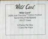 2026 Wild Card Alumination Just The Hits Football Hobby Jumbo, 20 Box Case