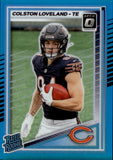 2024 Colston Loveland Panini Donruss Optic RATED ROOKIE AQUA PRIZM 229/349 RC #204 Chicago Bears