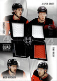 2024-25 Jack Hughes Jesper Bratt Nico Hischier Timo Meier Upper Deck Ultimate Collection ULTIMATE QUAD MATERIAL 3O/149 JERSEY #QM-HBHM New Jersey Devils