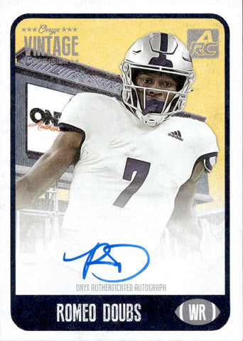 2021 Romeo Doubs Onyx AUTOGRAPH ROOKIE AUTO RC /400 Green Bay Packers Nevada University Wolf Pack