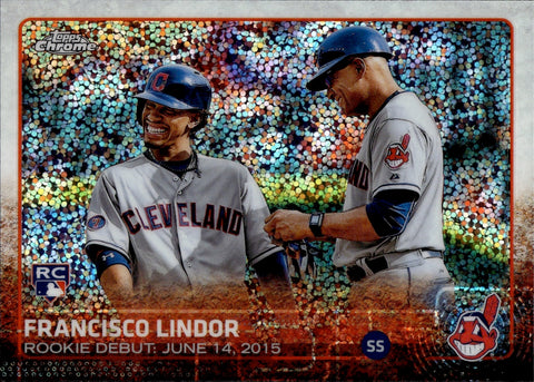 2015 Francisco Lindor Topps Chrome Update SPARKLE ROOKIE RC #US286 Cleveland Indians