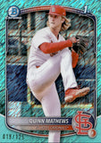 2025 Quinn Mathews Bowman Chrome Prospects 1ST BOWMAN AQUA SHIMMER REFRACTOR 19/125 #BCP-25 St. Louis Cardinals