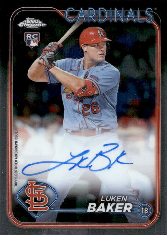 2024 Luken Baker Topps Chrome ROOKIE AUTO AUTOGRAPH RC #RA-LB St. Louis Cardinals 1